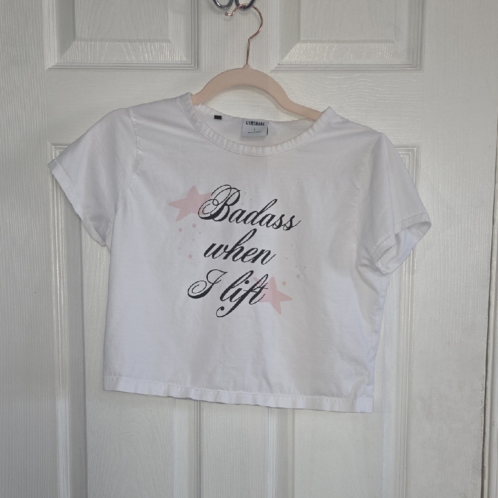Gymshark White Crop Top with Pink Accents